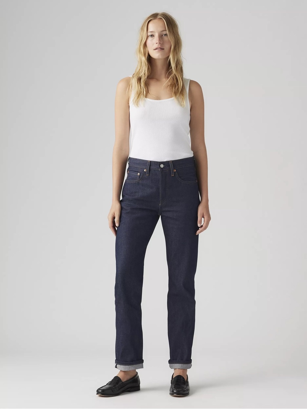 Levi’s 501® Original Selvedge Jeans Dark Wash Straight Leg $150.00 Women’s 25 in